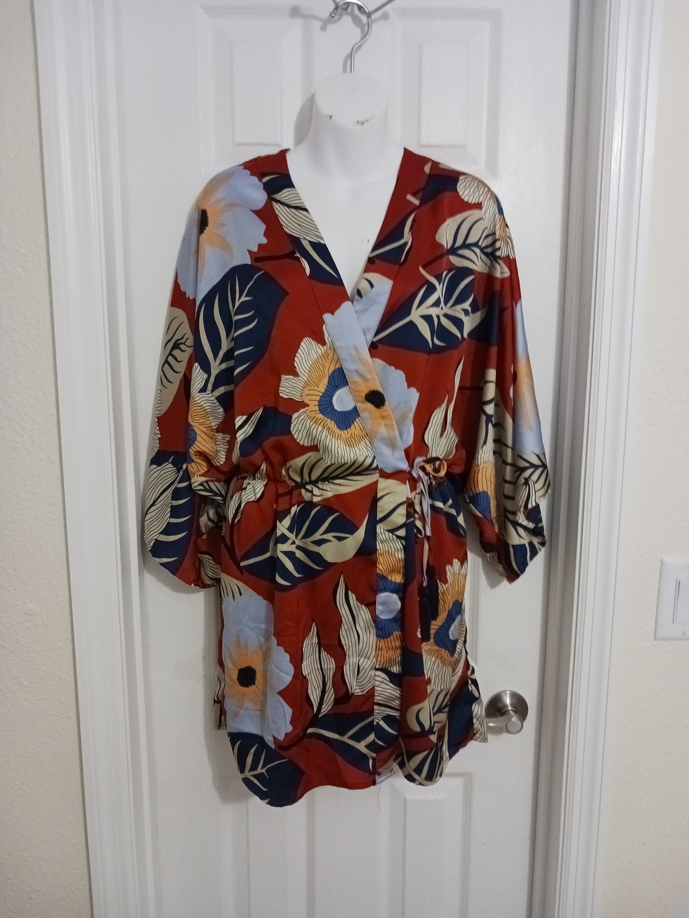 Aakaa Kimono Style Wrap Mini Dress Double Tie Womens Size XS